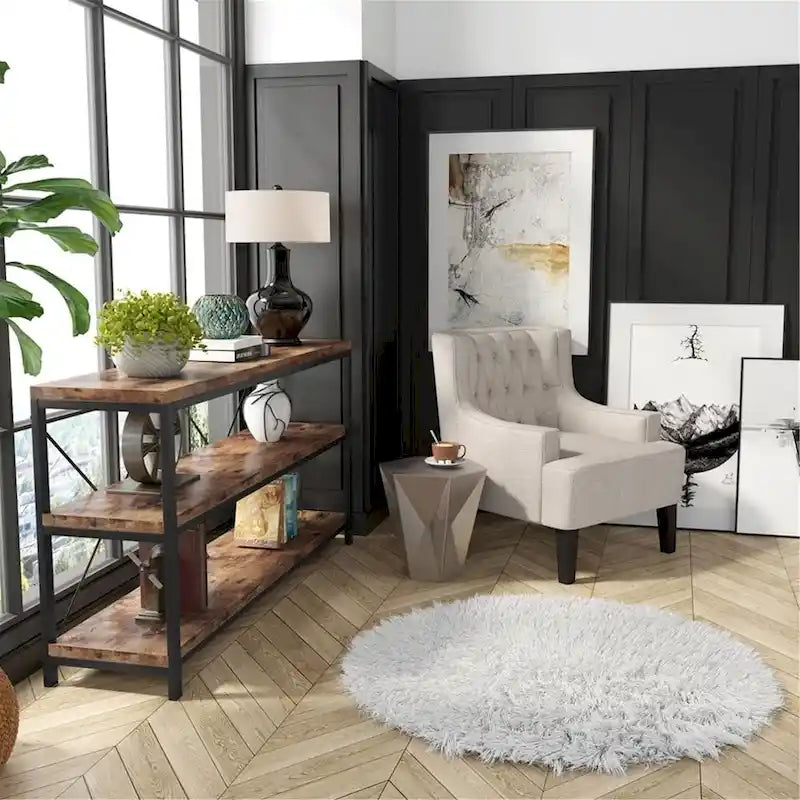 Table console de canapé, Meuble TV console à 3 niveaux, Table d'entrée