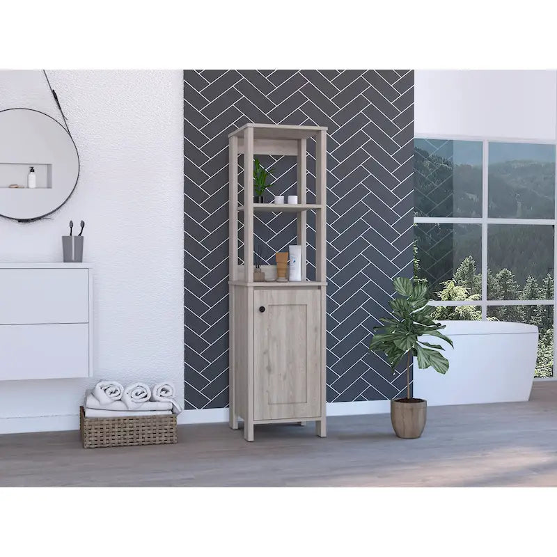 Meuble de Rangement Linge avec 4 Étagères et Porte Simple - 15,7L x 15,7P x 59,3H