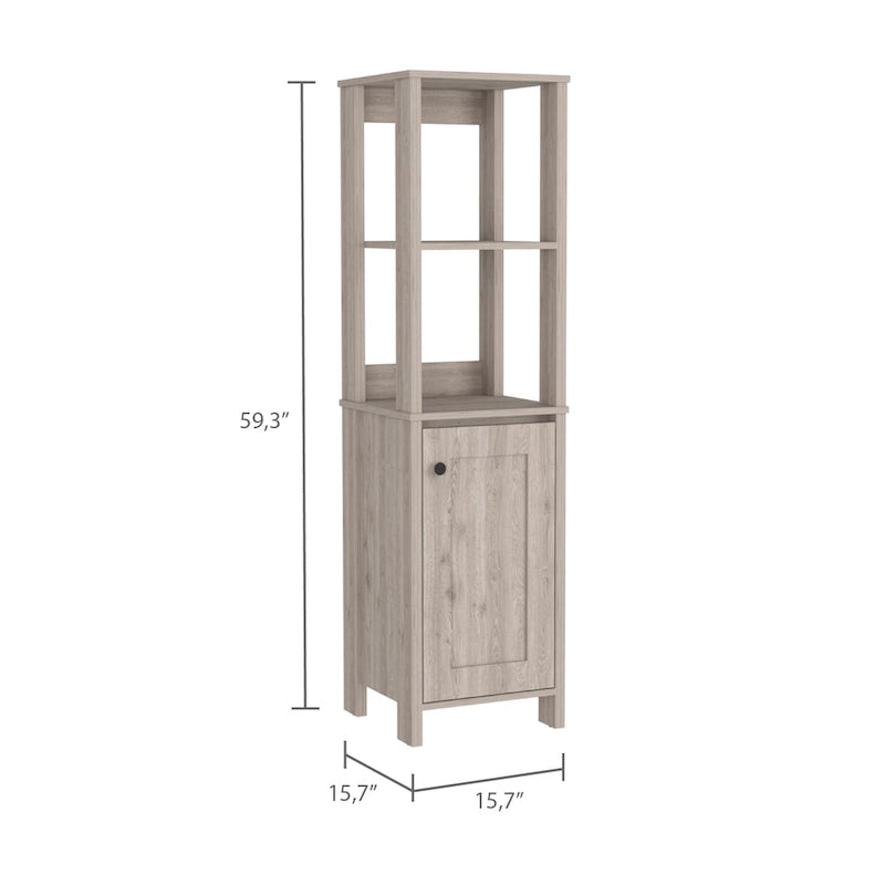Meuble de Rangement Linge avec 4 Étagères et Porte Simple - 15,7L x 15,7P x 59,3H