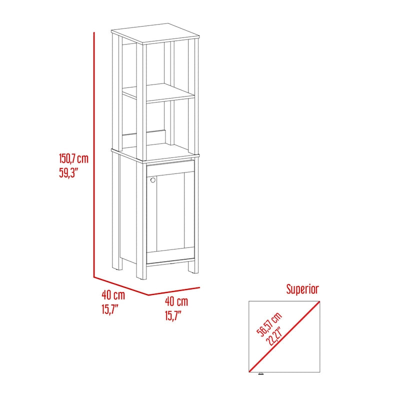 Meuble de Rangement Linge avec 4 Étagères et Porte Simple - 15,7L x 15,7P x 59,3H