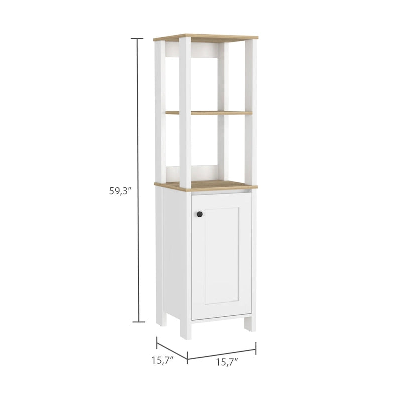 Meuble de Rangement Linge avec 4 Étagères et Porte Simple - 15,7L x 15,7P x 59,3H