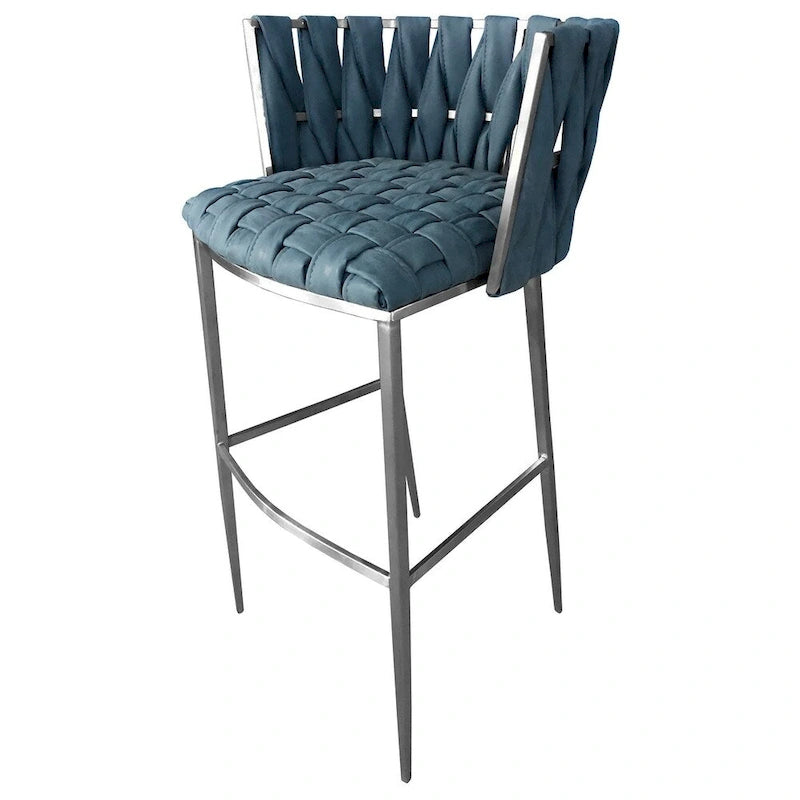 Tabouret de bar 76 cm en acier inoxydable – Design tissé à la main Topaze