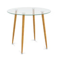 Table basse ronde en verre trempé avec pieds en métal