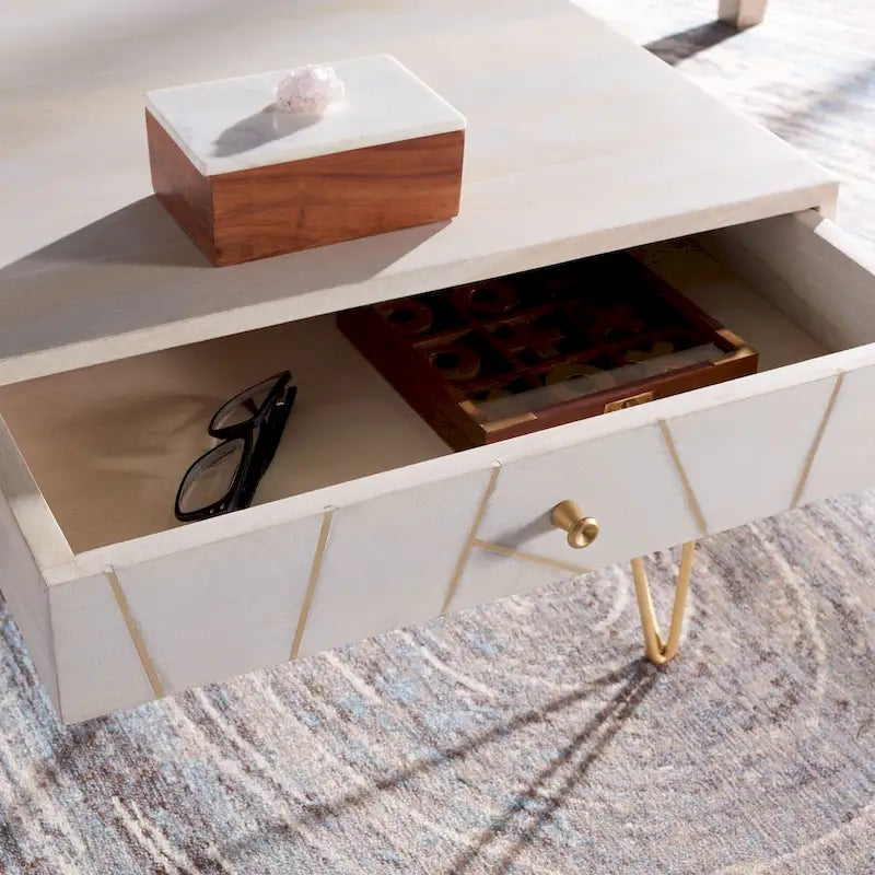 Table basse de salon à 1 tiroir et 1 étagère - 43L x 22P x 16H