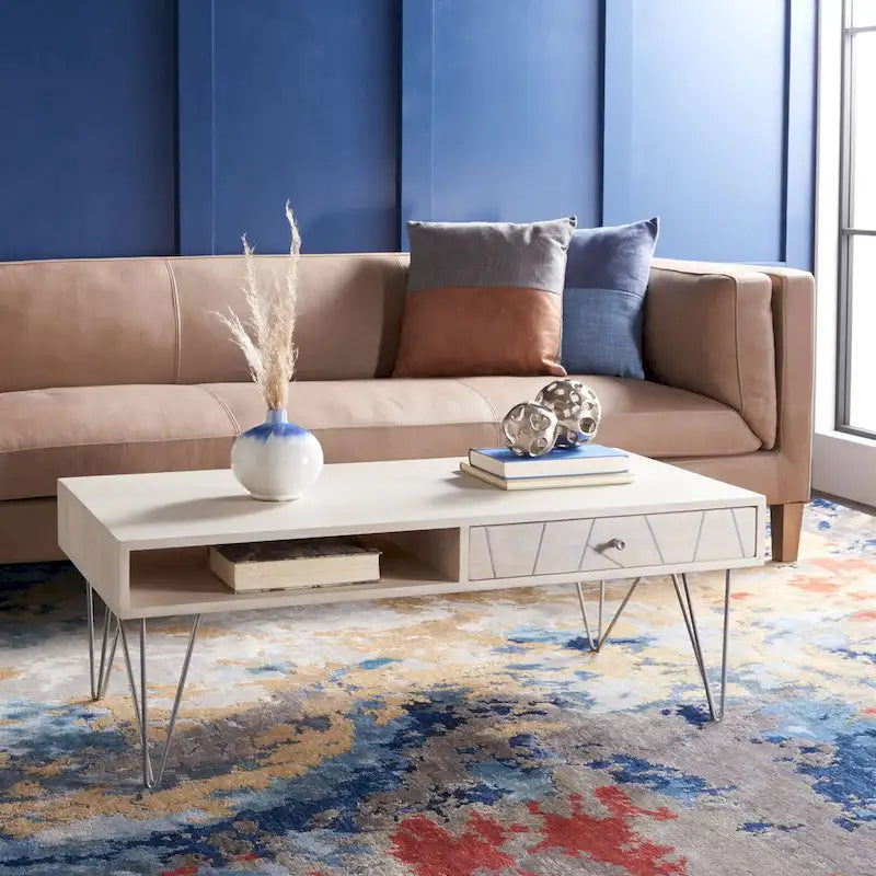 Table basse de salon à 1 tiroir et 1 étagère - 43L x 22P x 16H
