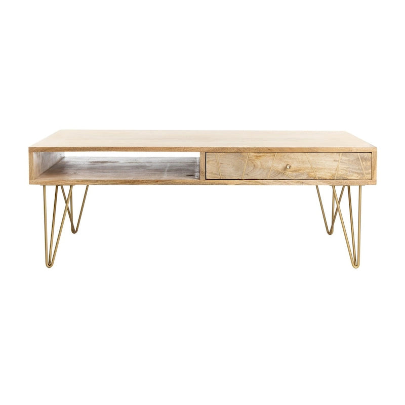 Table basse de salon à 1 tiroir et 1 étagère - 43L x 22P x 16H