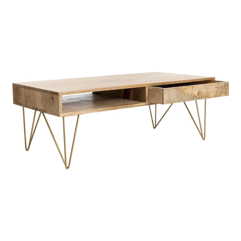 Table basse de salon à 1 tiroir et 1 étagère - 43L x 22P x 16H