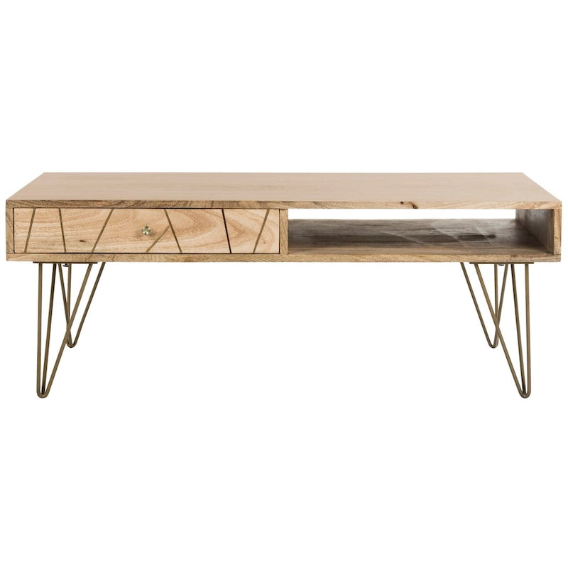 Table basse de salon à 1 tiroir et 1 étagère - 43L x 22P x 16H