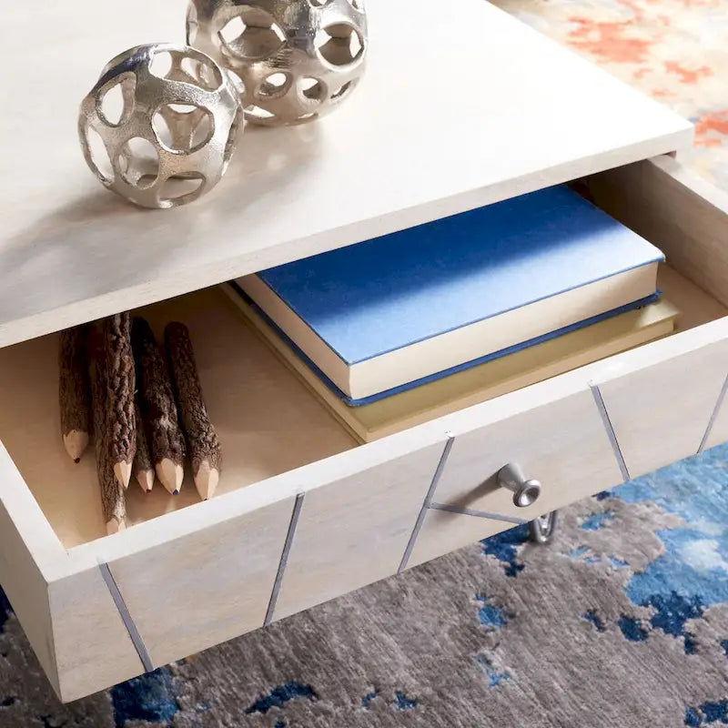Table basse de salon à 1 tiroir et 1 étagère - 43L x 22P x 16H