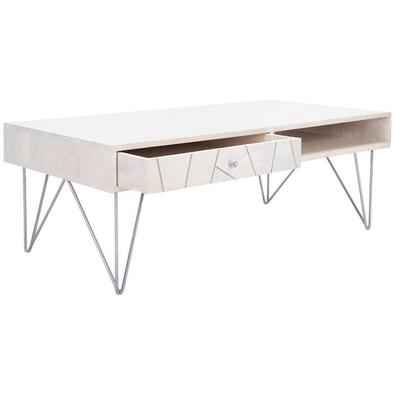Table basse de salon à 1 tiroir et 1 étagère - 43L x 22P x 16H