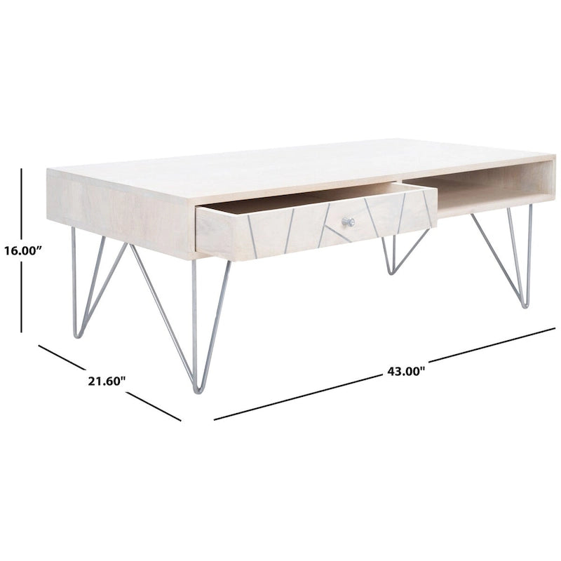 Table basse de salon à 1 tiroir et 1 étagère - 43L x 22P x 16H