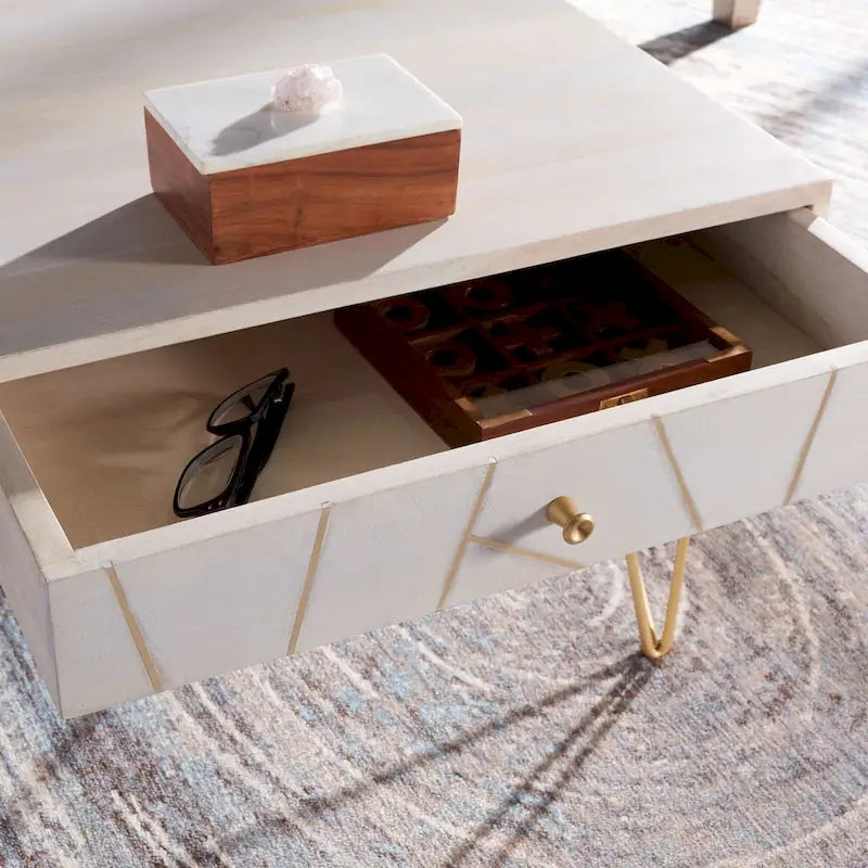Table basse de salon à 1 tiroir et 1 étagère - 43L x 22P x 16H