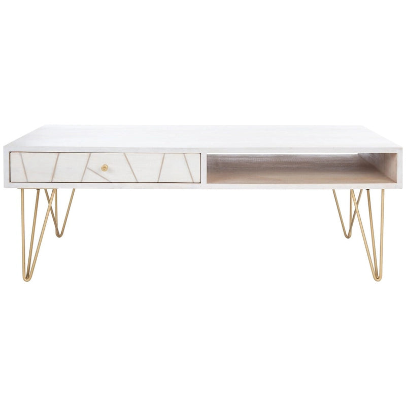 Table basse de salon à 1 tiroir et 1 étagère - 43L x 22P x 16H