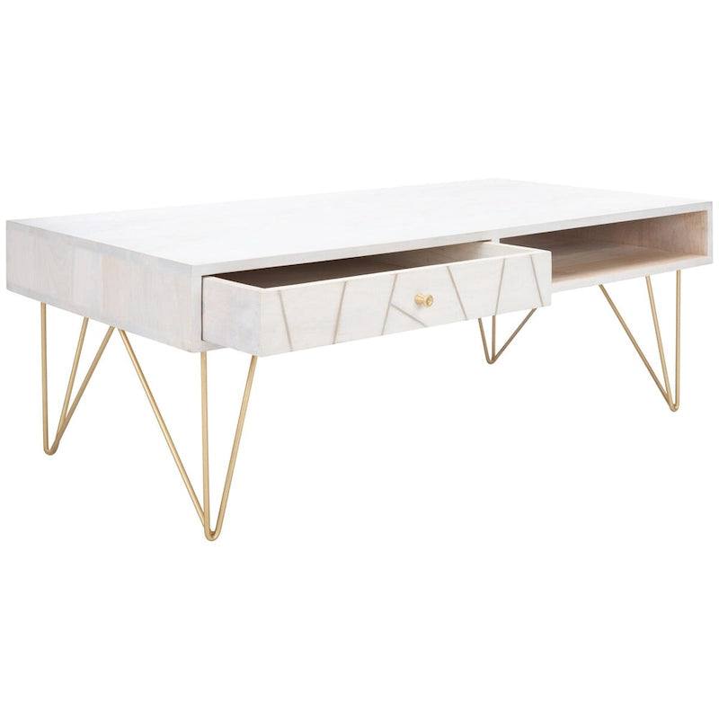 Table basse de salon à 1 tiroir et 1 étagère - 43L x 22P x 16H