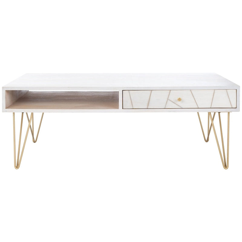 Table basse de salon à 1 tiroir et 1 étagère - 43L x 22P x 16H
