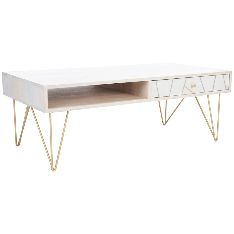 Table basse de salon à 1 tiroir et 1 étagère - 43L x 22P x 16H