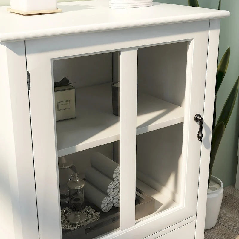 Meuble de rangement buffet avec portes vitrées et poignée cloche unique - 22,05x14,37x31,69