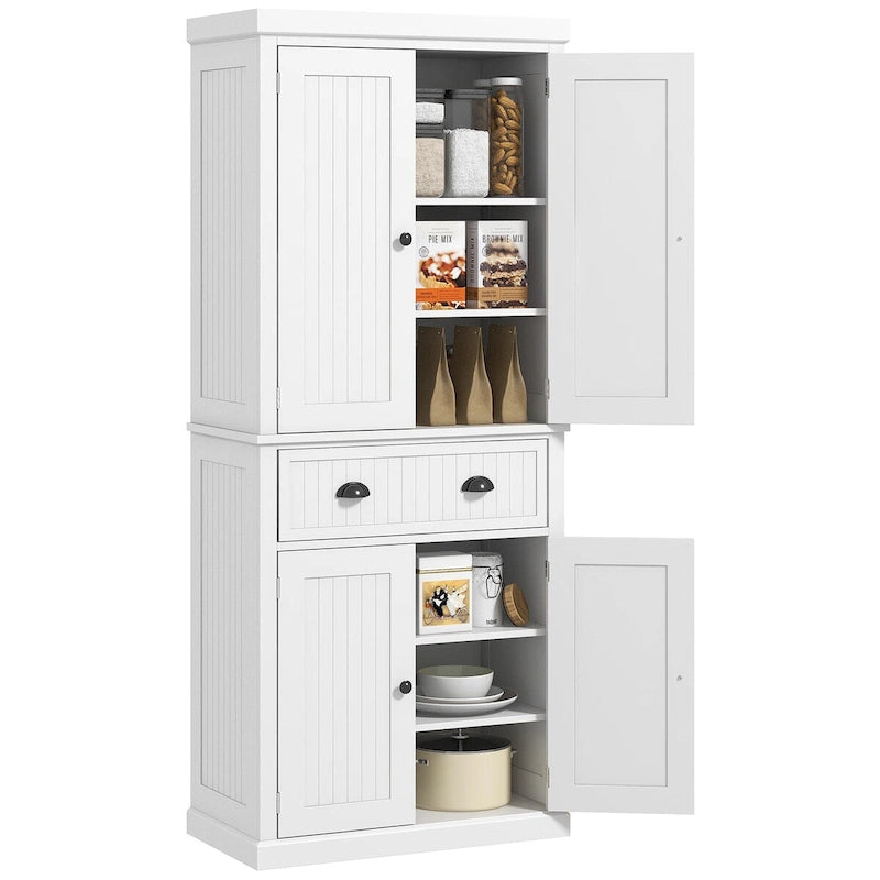 Meuble de cuisine, Grand placard de rangement, Armoire autonome avec tiroir, portes et étagères réglables
