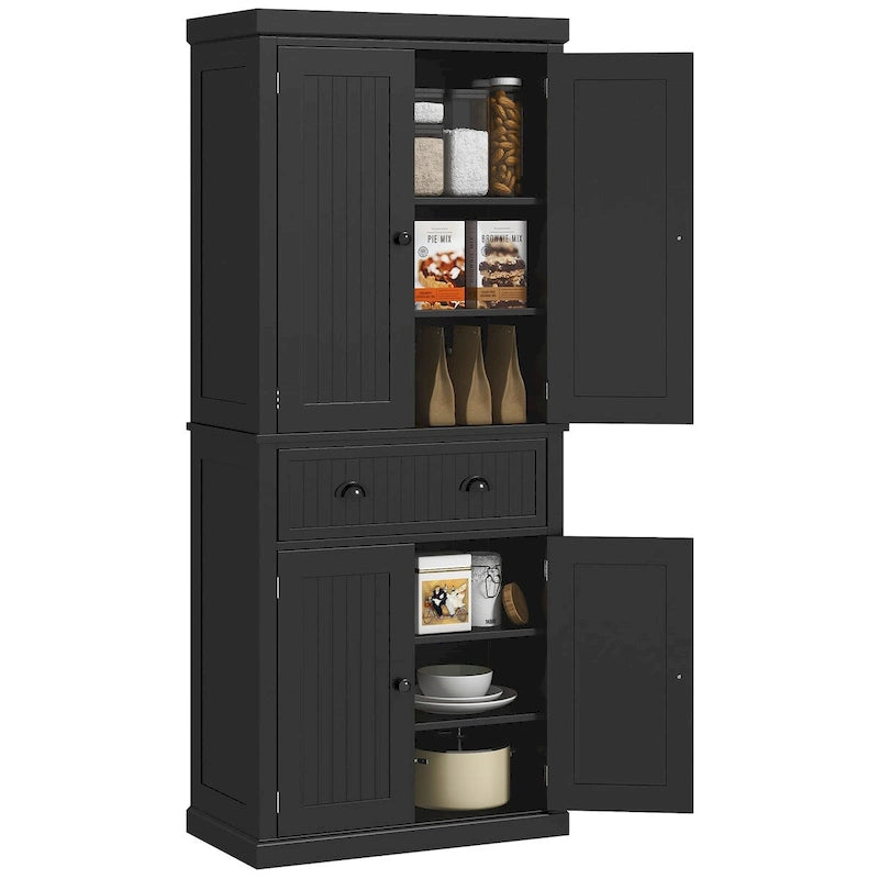 Meuble de cuisine, Grand placard de rangement, Armoire autonome avec tiroir, portes et étagères réglables