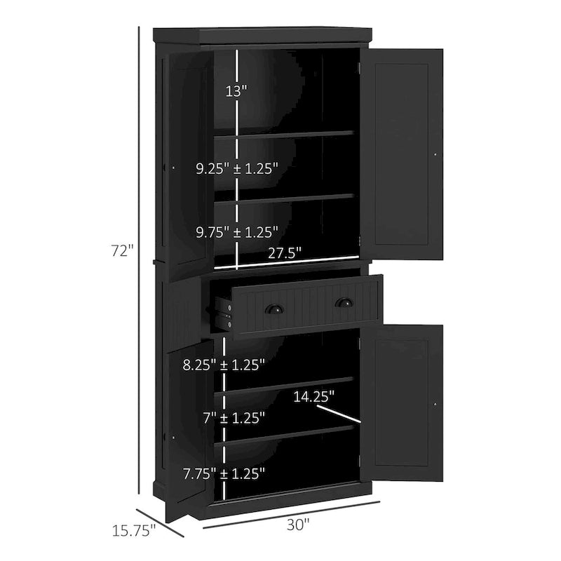 Meuble de cuisine, Grand placard de rangement, Armoire autonome avec tiroir, portes et étagères réglables