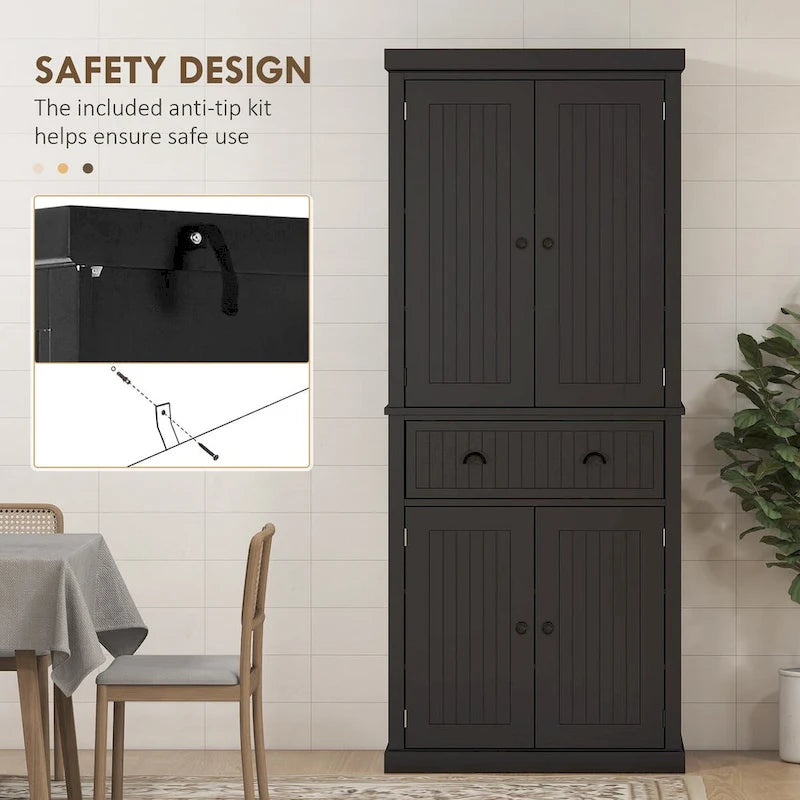 Meuble de cuisine, Grand placard de rangement, Armoire autonome avec tiroir, portes et étagères réglables