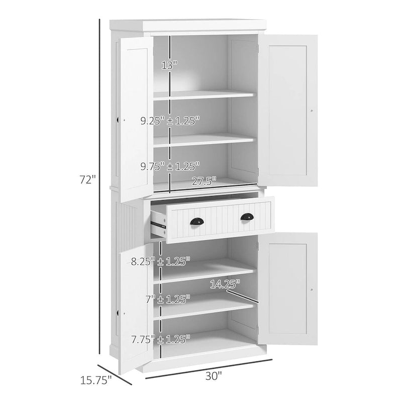 Meuble de cuisine, Grand placard de rangement, Armoire autonome avec tiroir, portes et étagères réglables