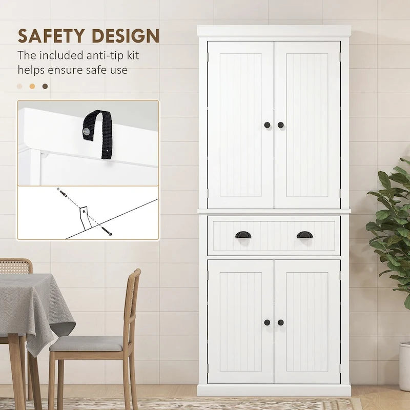 Meuble de cuisine, Grand placard de rangement, Armoire autonome avec tiroir, portes et étagères réglables