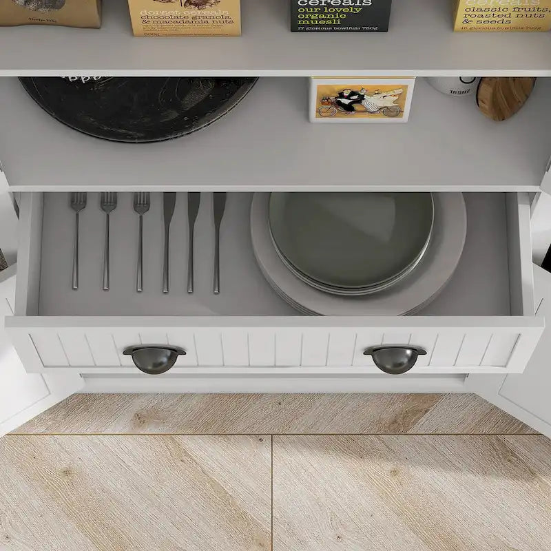 Meuble de cuisine, Grand placard de rangement, Armoire autonome avec tiroir, portes et étagères réglables