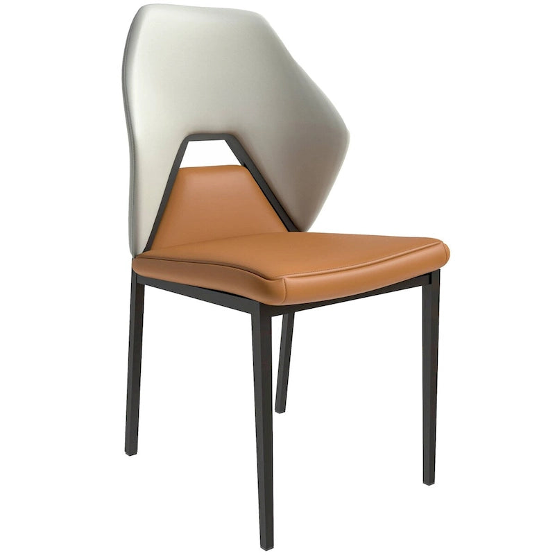 Chaise de salle à manger en cuir PU avec pieds en fer noir, chaise d'appoint de cuisine rembourrée moderne