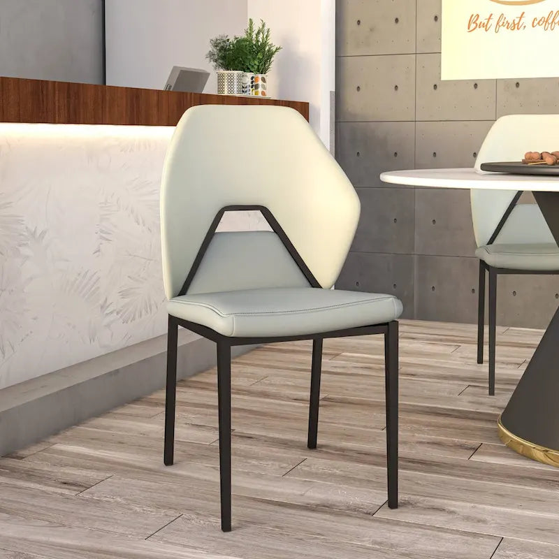 Chaise de salle à manger en cuir PU avec pieds en fer noir, chaise d'appoint de cuisine rembourrée moderne