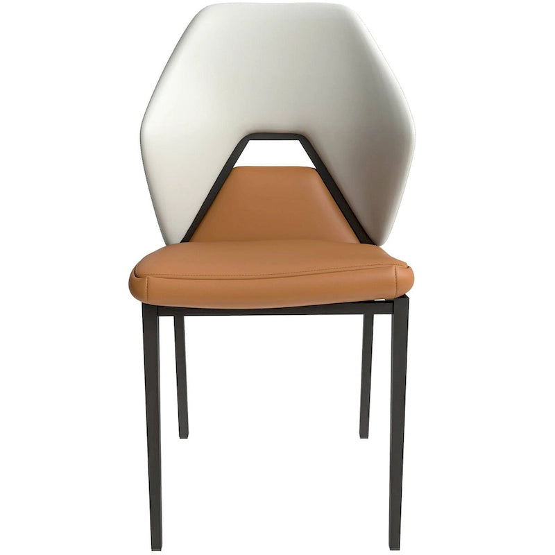 Chaise de salle à manger en cuir PU avec pieds en fer noir, chaise d'appoint de cuisine rembourrée moderne