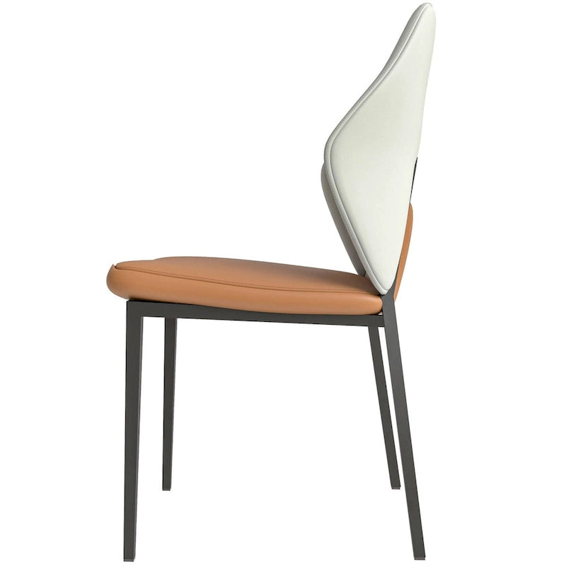 Chaise de salle à manger en cuir PU avec pieds en fer noir, chaise d'appoint de cuisine rembourrée moderne