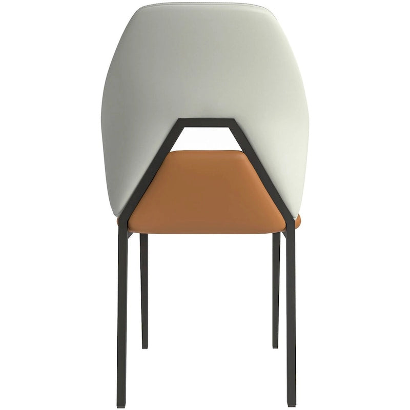 Chaise de salle à manger en cuir PU avec pieds en fer noir, chaise d'appoint de cuisine rembourrée moderne