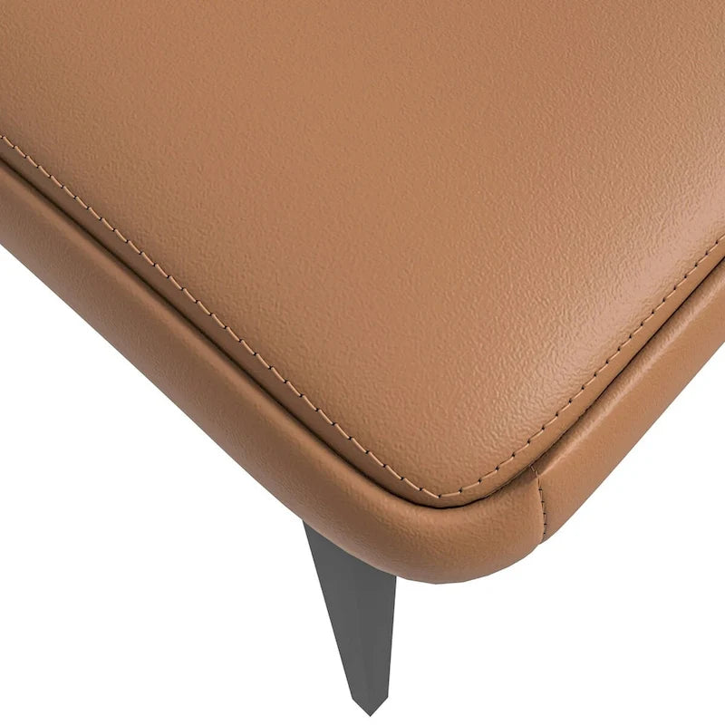 Chaise de salle à manger en cuir PU avec pieds en fer noir, chaise d'appoint de cuisine rembourrée moderne