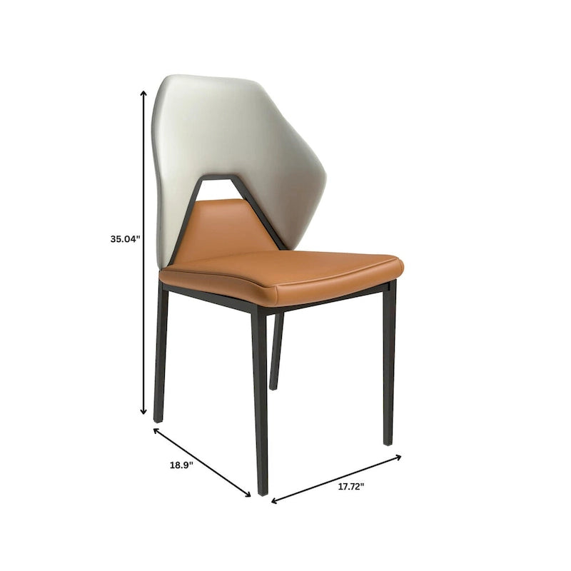 Chaise de salle à manger en cuir PU avec pieds en fer noir, chaise d'appoint de cuisine rembourrée moderne