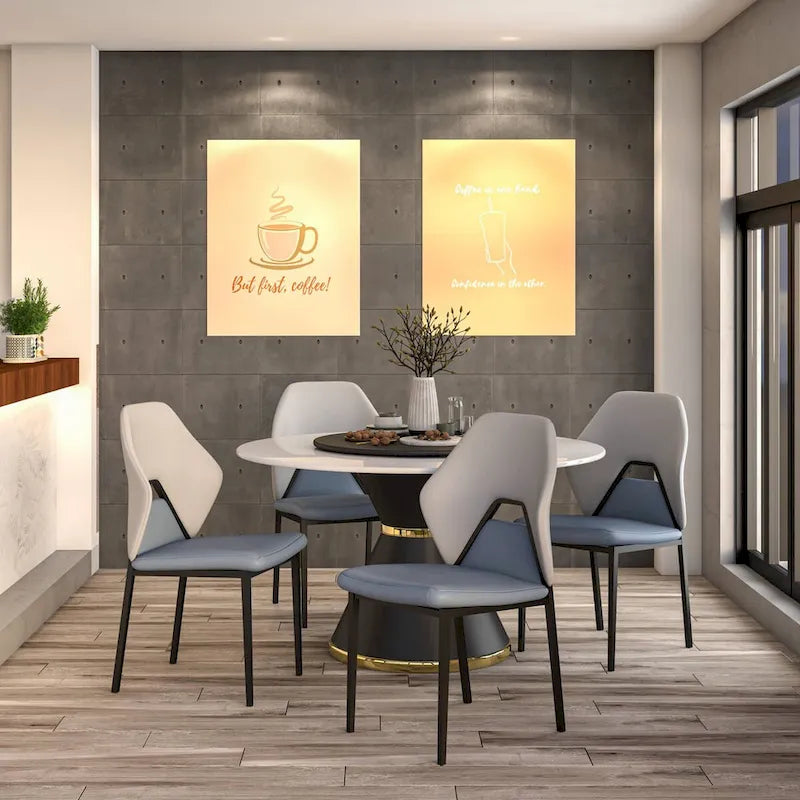 Chaise de salle à manger en cuir PU avec pieds en fer noir, chaise d'appoint de cuisine rembourrée moderne