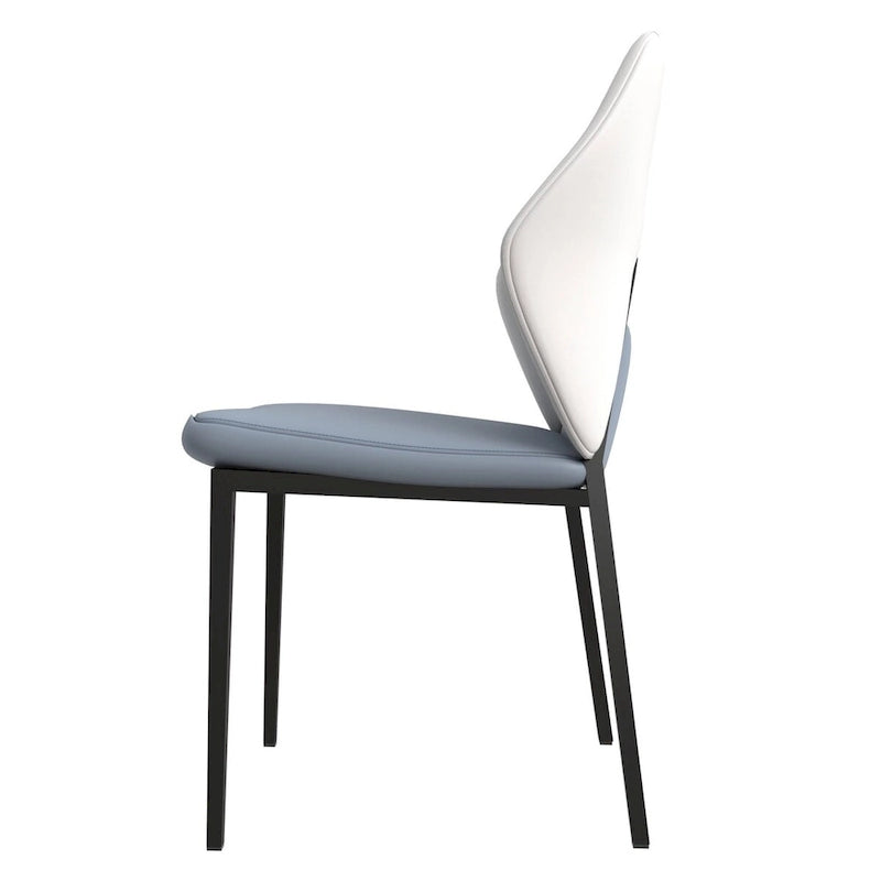 Chaise de salle à manger en cuir PU avec pieds en fer noir, chaise d'appoint de cuisine rembourrée moderne