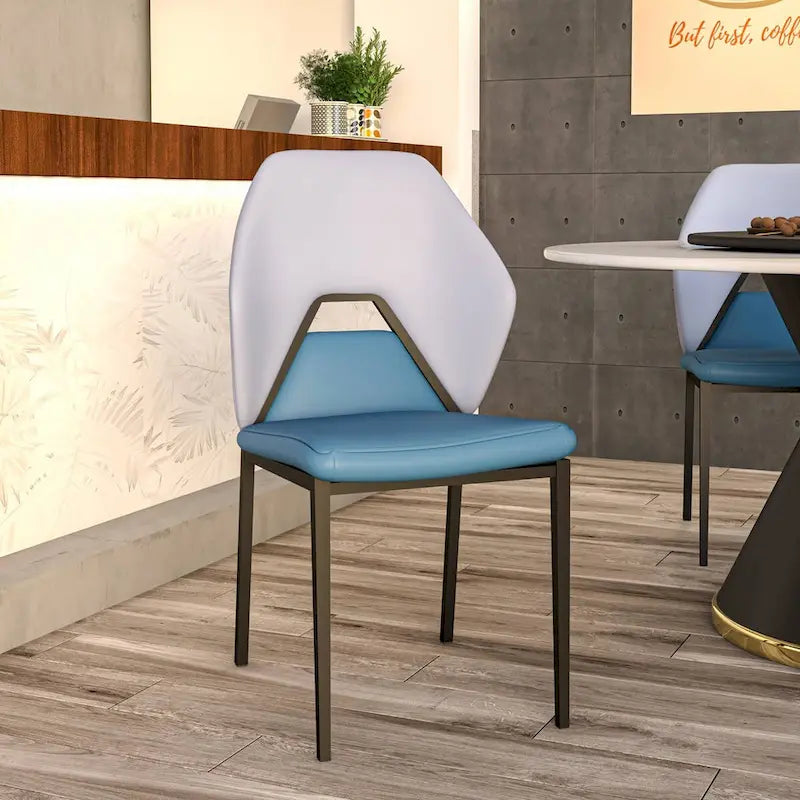 Chaise de salle à manger en cuir PU avec pieds en fer noir, chaise d'appoint de cuisine rembourrée moderne