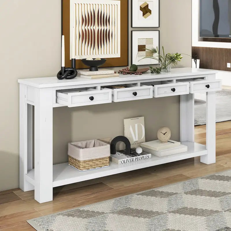 Console / Table d'appoint avec tiroirs de rangement et étagère inférieure pour entrée/couloir