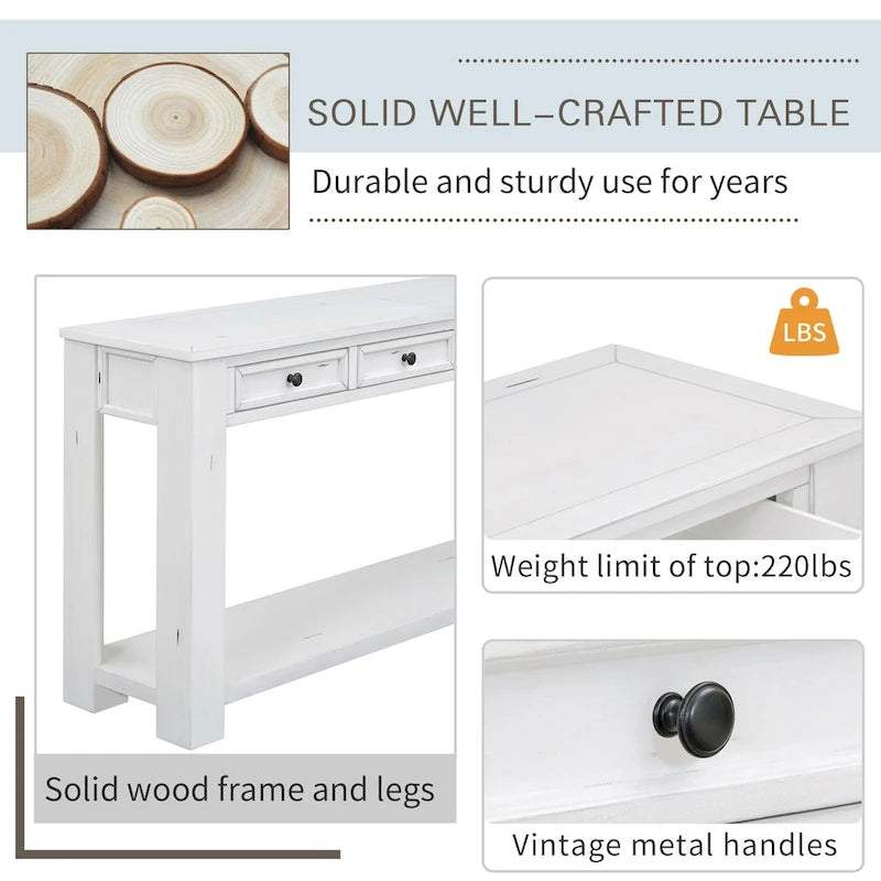 Console / Table d'appoint avec tiroirs de rangement et étagère inférieure pour entrée/couloir