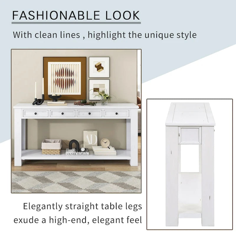 Console / Table d'appoint avec tiroirs de rangement et étagère inférieure pour entrée/couloir