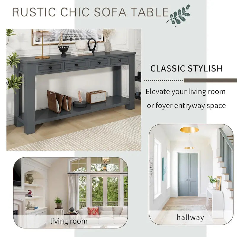 Console / Table d'appoint avec tiroirs de rangement et étagère inférieure pour entrée/couloir
