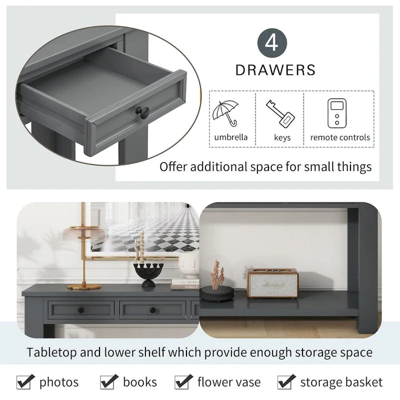 Console / Table d'appoint avec tiroirs de rangement et étagère inférieure pour entrée/couloir