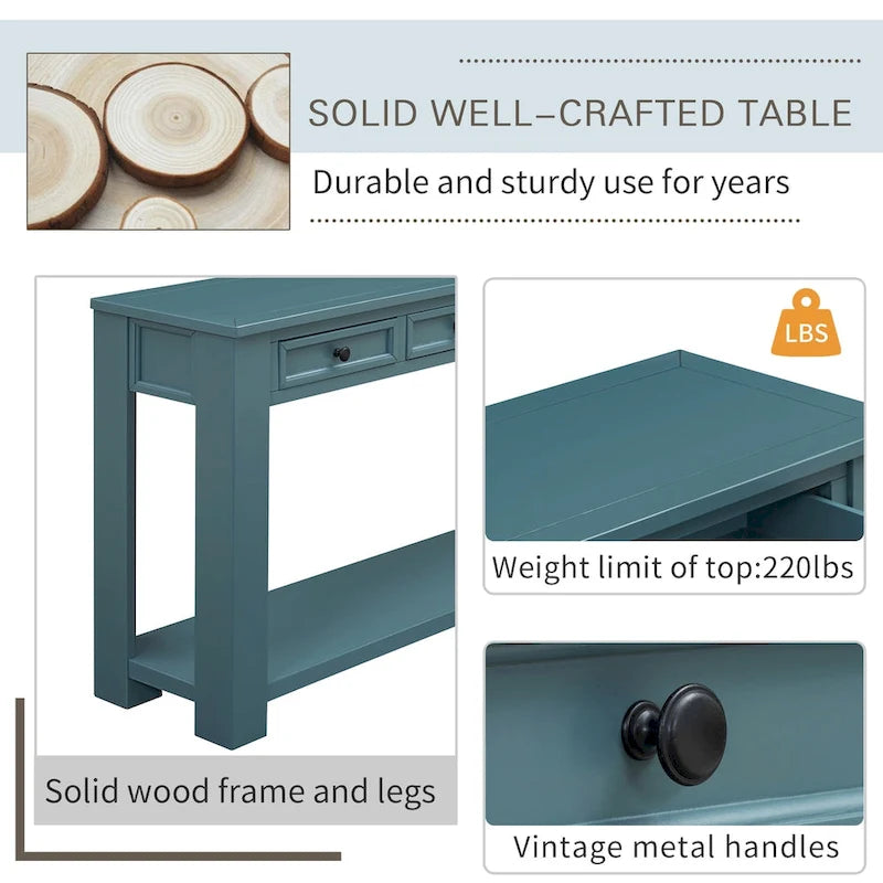 Console / Table d'appoint avec tiroirs de rangement et étagère inférieure pour entrée/couloir