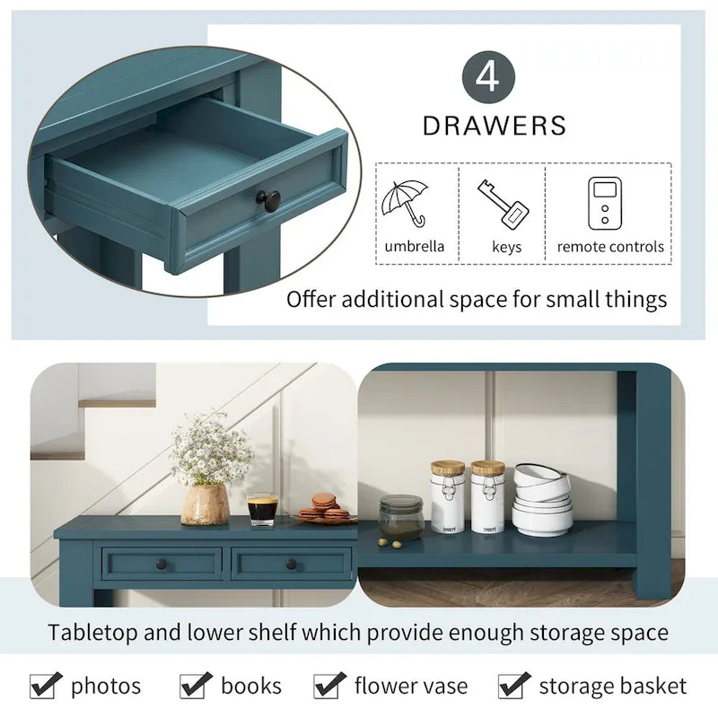 Console / Table d'appoint avec tiroirs de rangement et étagère inférieure pour entrée/couloir