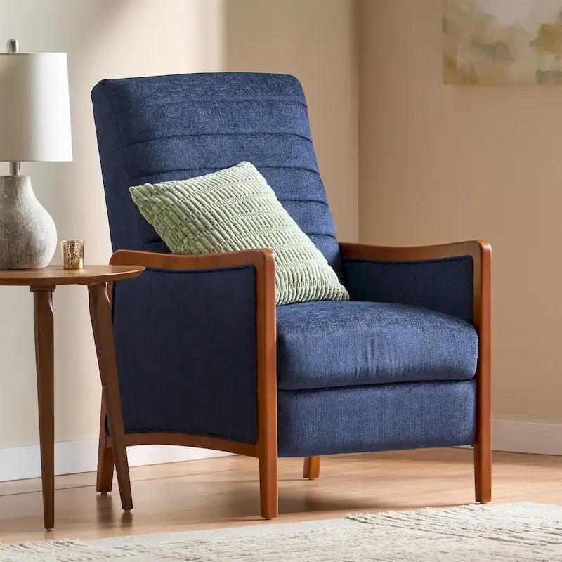 Fauteuil inclinable mi-siècle moderne en tissu à dossier poussoir
