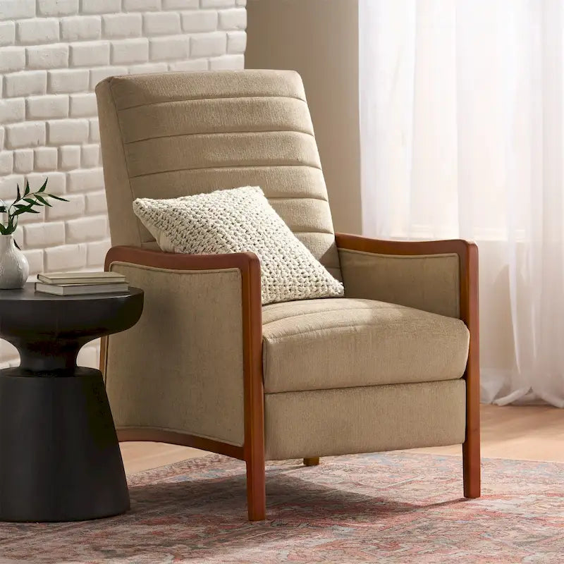 Fauteuil inclinable mi-siècle moderne en tissu à dossier poussoir