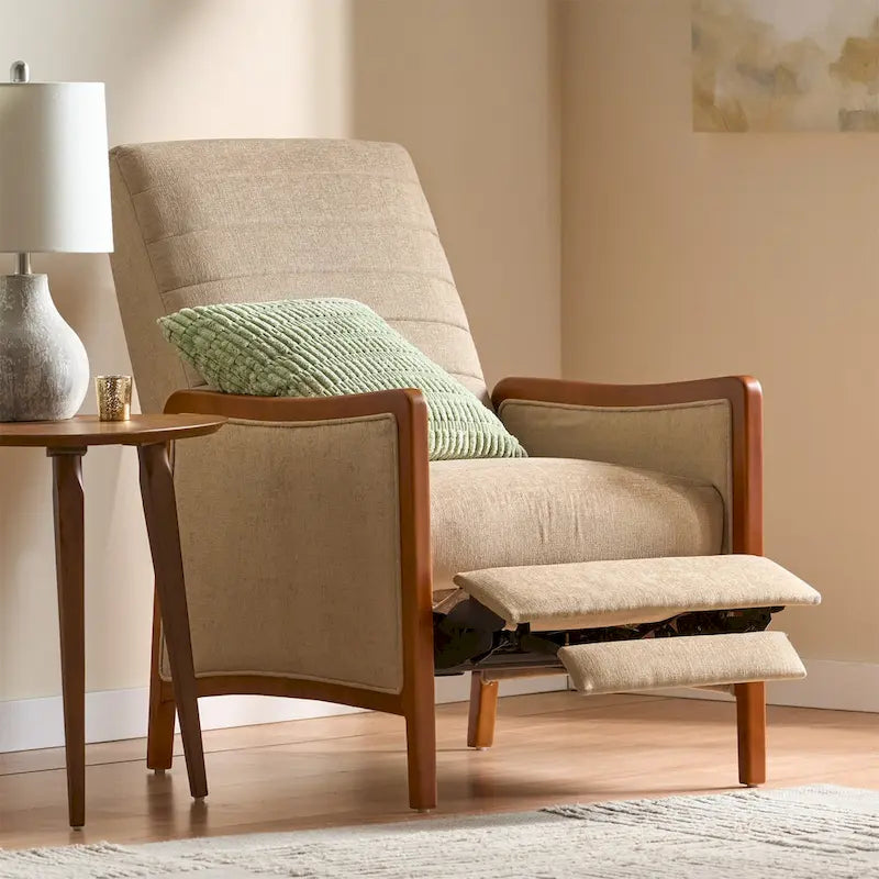 Fauteuil inclinable mi-siècle moderne en tissu à dossier poussoir