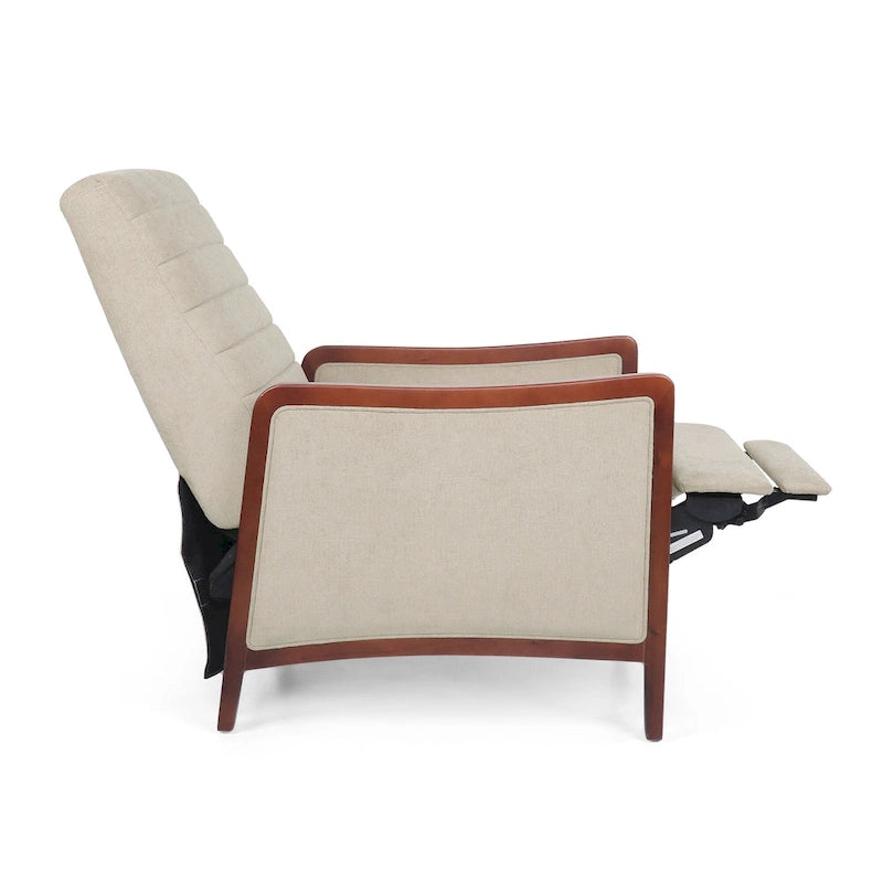 Fauteuil inclinable mi-siècle moderne en tissu à dossier poussoir