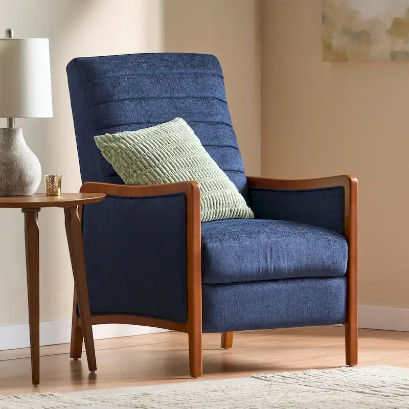 Fauteuil inclinable mi-siècle moderne en tissu à dossier poussoir